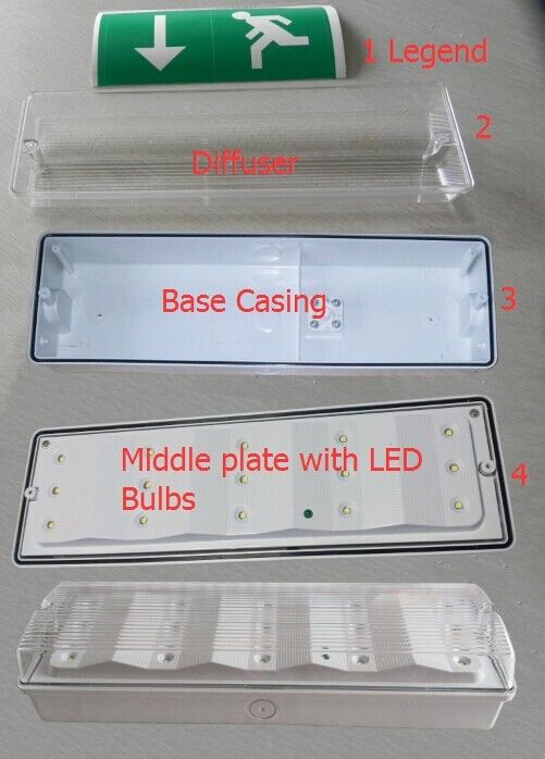 ضوء الطوارئ المقاوم للماء القابل لإعادة الشحن 3W LED الموقع الرطب في الهواء الطلق ABS Casing IP65 L102M