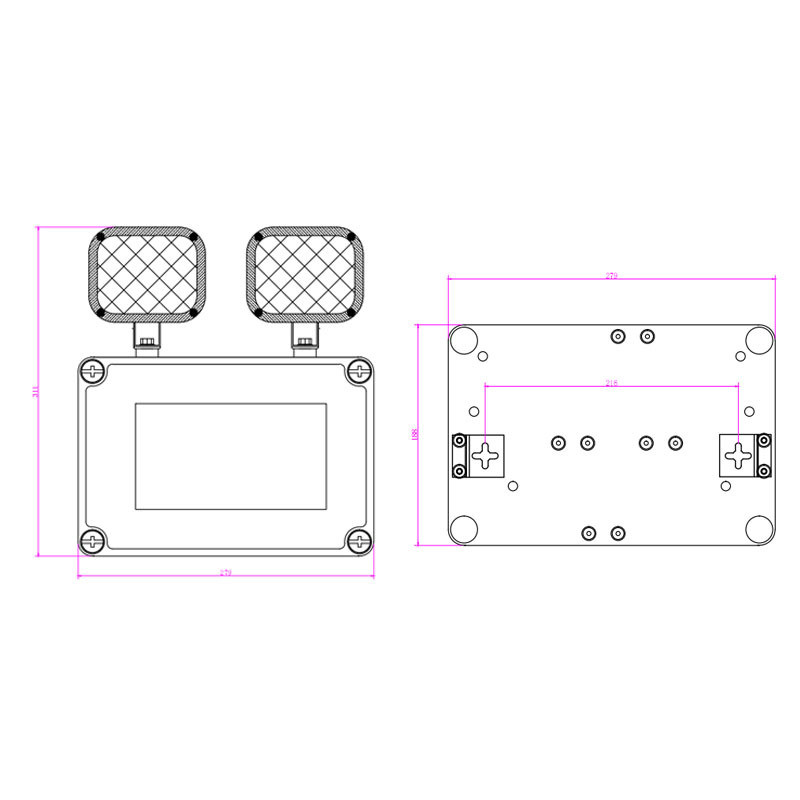 12W LED توين سبوت إضاءة طوارئ IP65 مقاومة للماء 6500K أبيض بارد مدة 3 ساعات