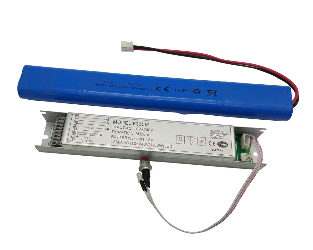 طقم تحويل طوارئ قابل لإعادة الشحن ببطارية ليثيوم أيون لأضواء LED بقدرة 1-45 واط لمدة 3 ساعات F355M